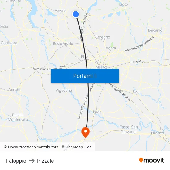 Faloppio to Pizzale map