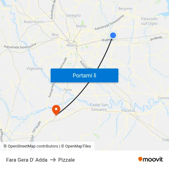 Fara Gera D' Adda to Pizzale map