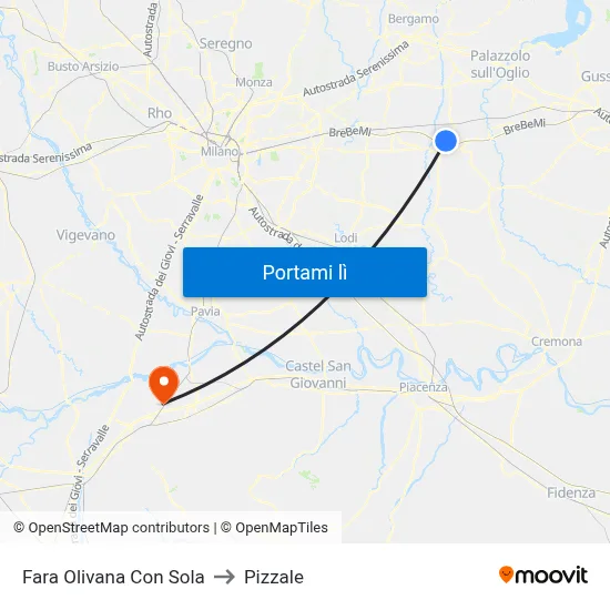 Fara Olivana Con Sola to Pizzale map