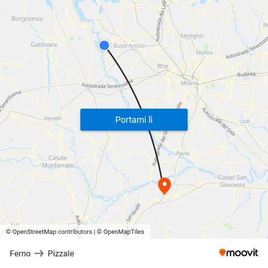 Ferno to Pizzale map