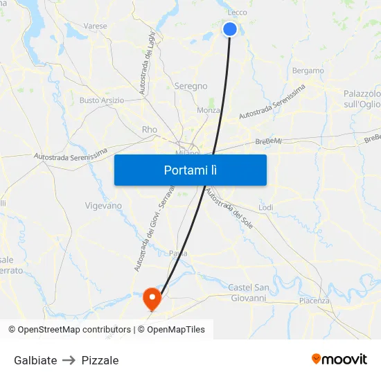 Galbiate to Pizzale map