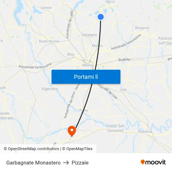 Garbagnate Monastero to Pizzale map