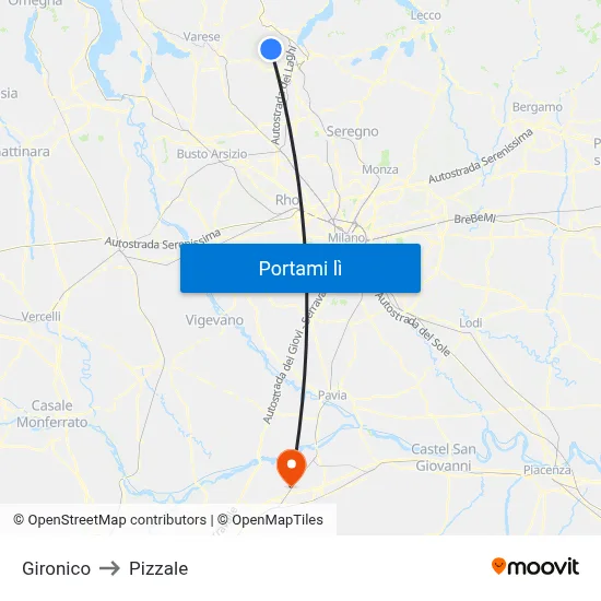 Gironico to Pizzale map