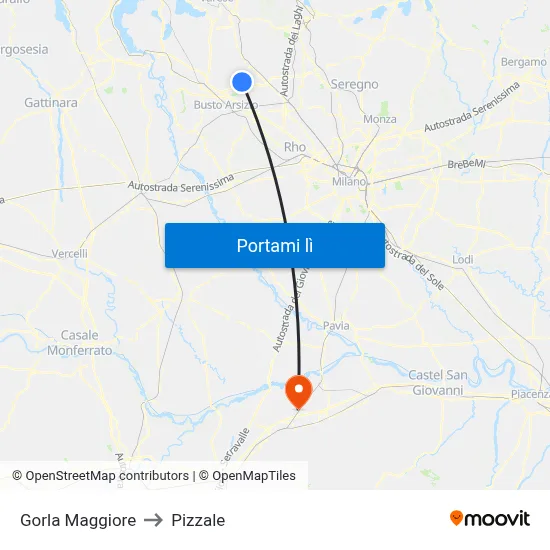 Gorla Maggiore to Pizzale map