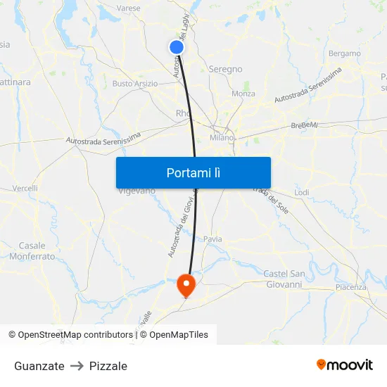 Guanzate to Pizzale map