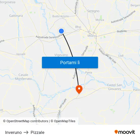 Inveruno to Pizzale map
