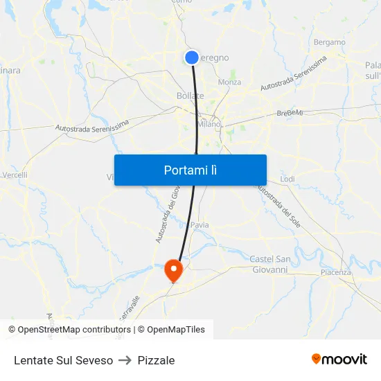 Lentate Sul Seveso to Pizzale map