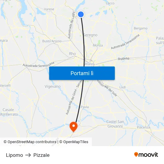 Lipomo to Pizzale map