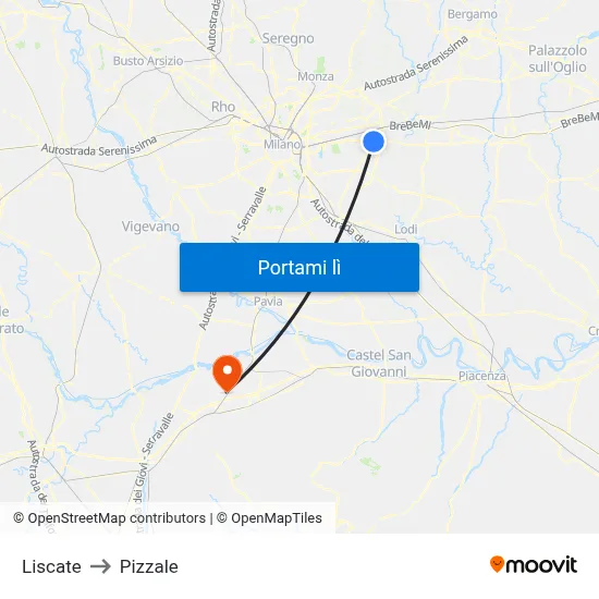 Liscate to Pizzale map