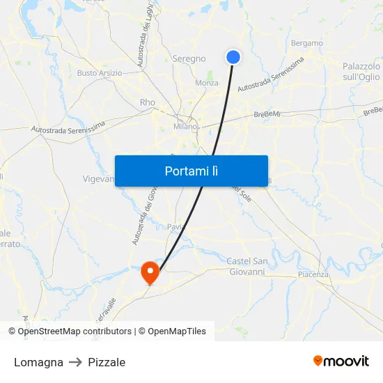 Lomagna to Pizzale map