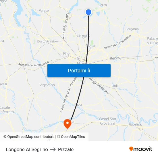 Longone Al Segrino to Pizzale map