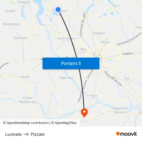 Luvinate to Pizzale map
