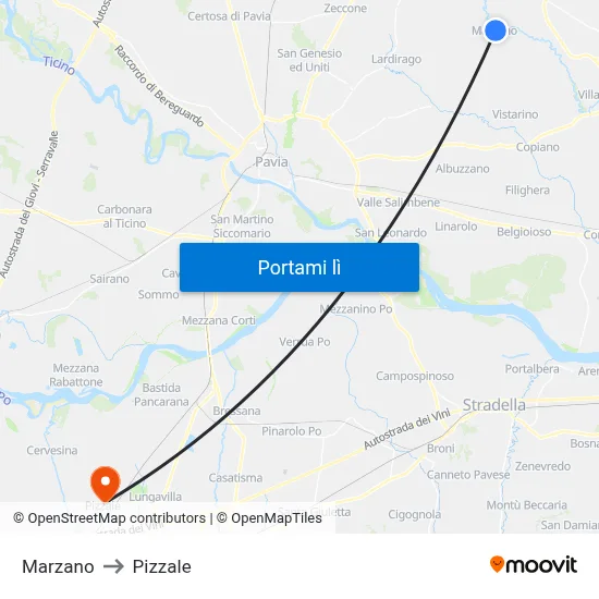 Marzano to Pizzale map