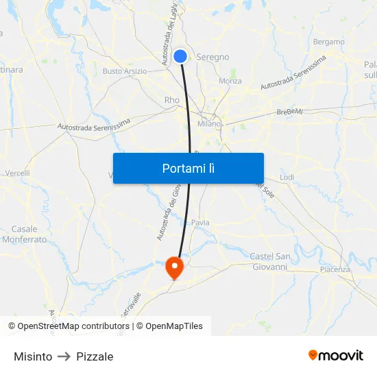 Misinto to Pizzale map