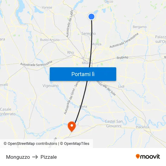 Monguzzo to Pizzale map