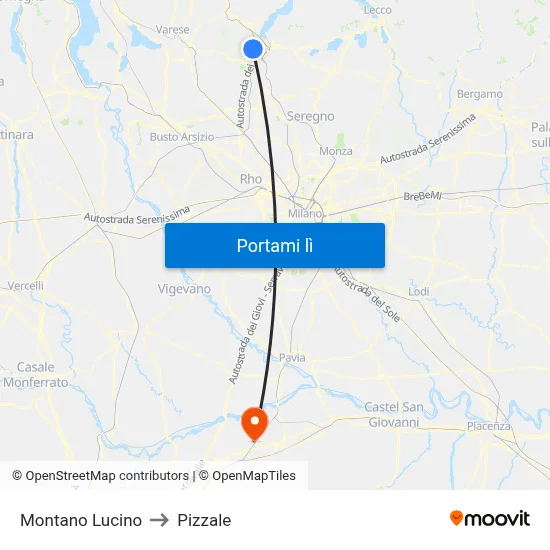 Montano Lucino to Pizzale map