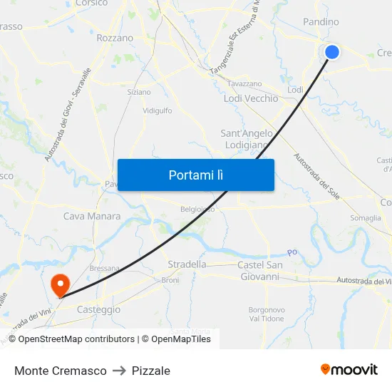Monte Cremasco to Pizzale map