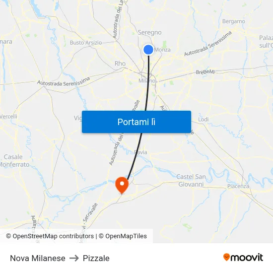 Nova Milanese to Pizzale map