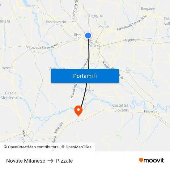 Novate Milanese to Pizzale map