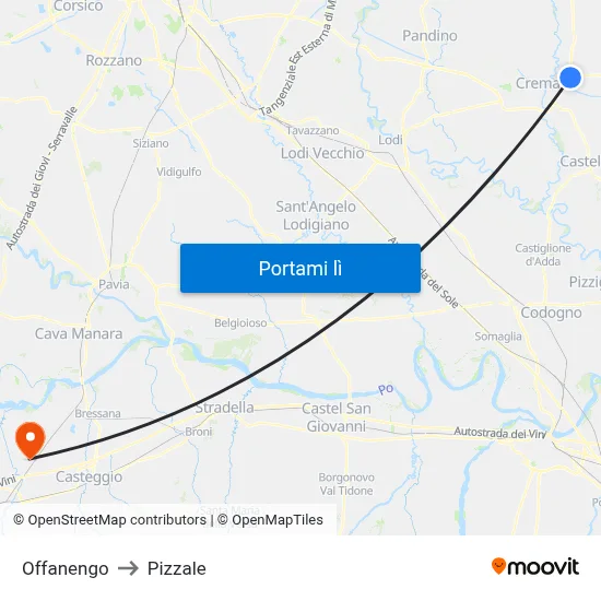 Offanengo to Pizzale map