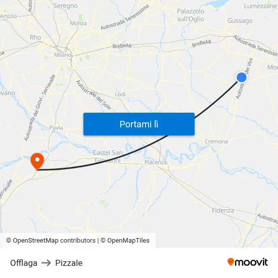 Offlaga to Pizzale map