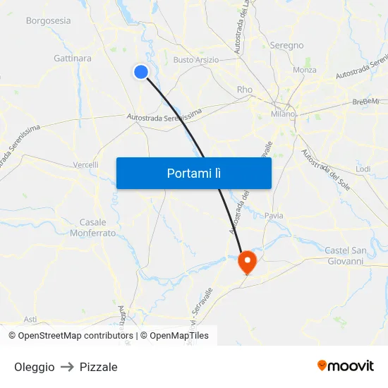 Oleggio to Pizzale map