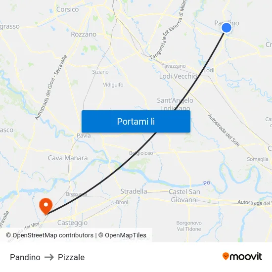 Pandino to Pizzale map