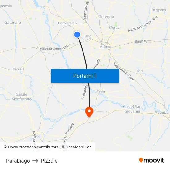 Parabiago to Pizzale map