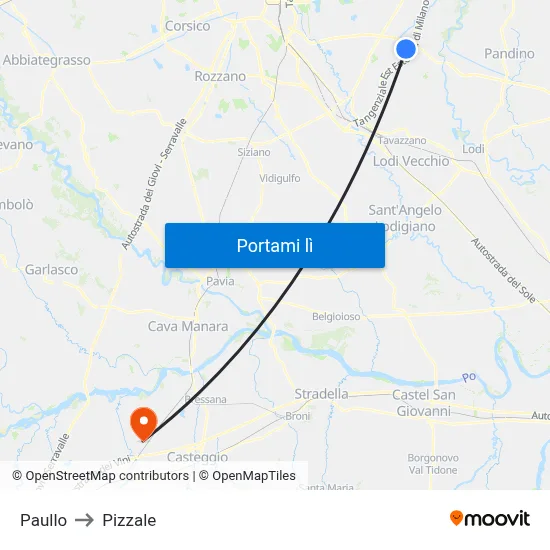 Paullo to Pizzale map