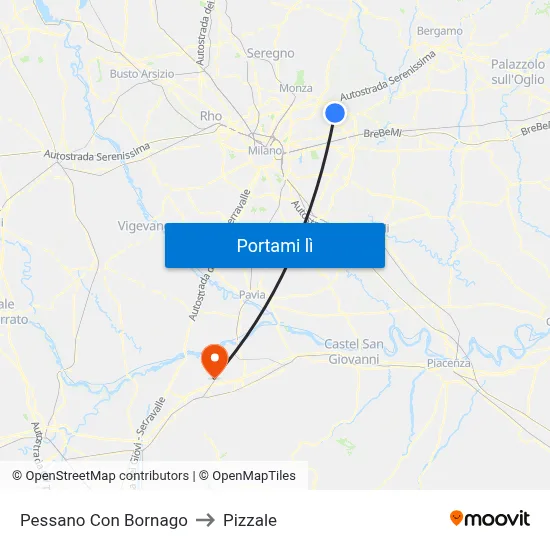 Pessano Con Bornago to Pizzale map