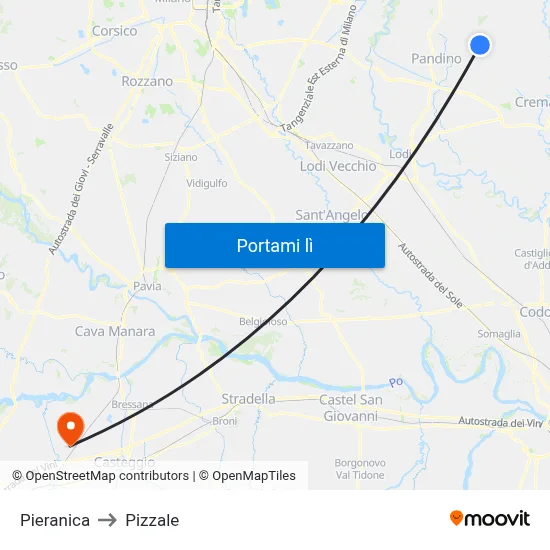 Pieranica to Pizzale map