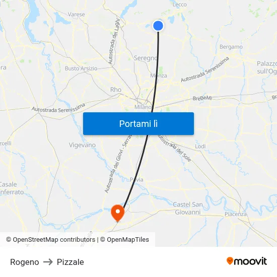 Rogeno to Pizzale map