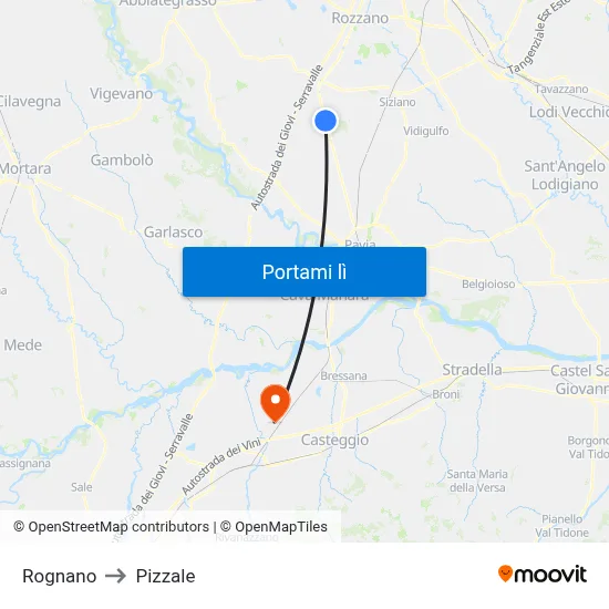 Rognano to Pizzale map