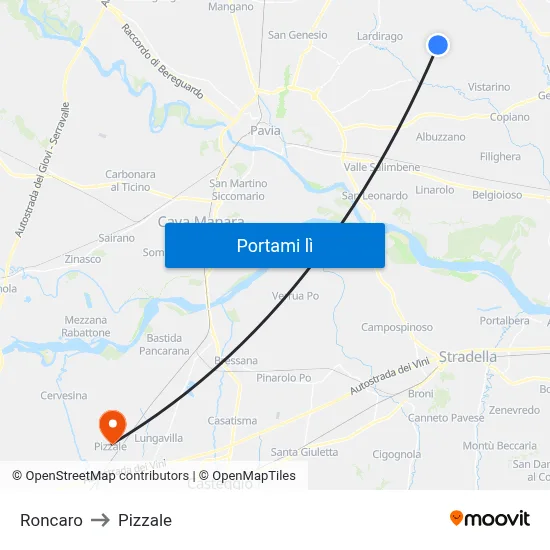 Roncaro to Pizzale map