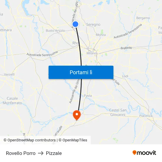 Rovello Porro to Pizzale map