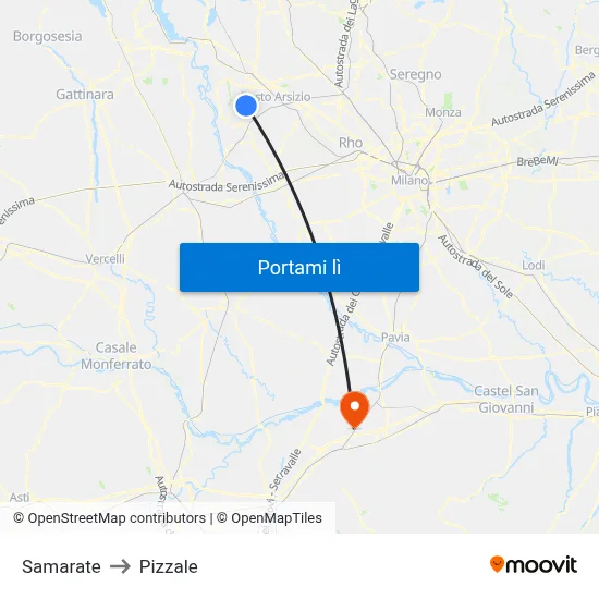Samarate to Pizzale map