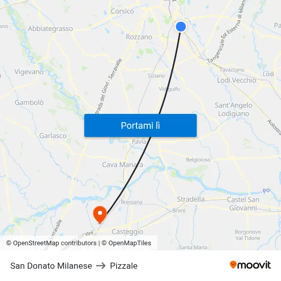 San Donato Milanese to Pizzale map