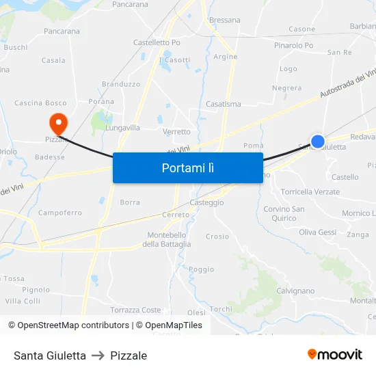 Santa Giuletta to Pizzale map