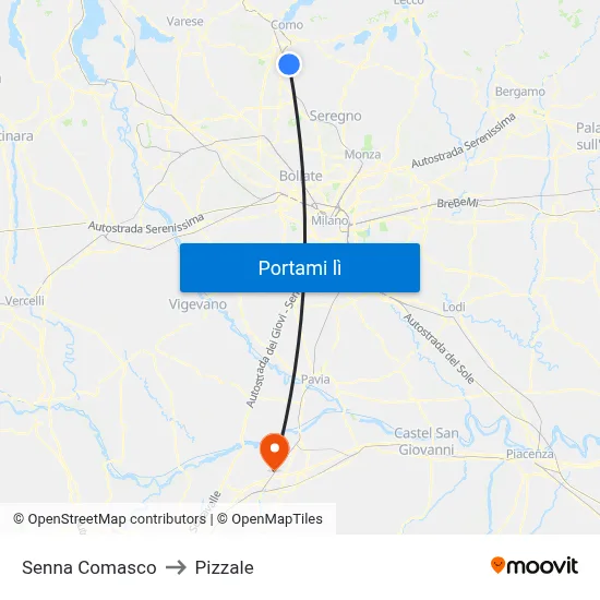 Senna Comasco to Pizzale map