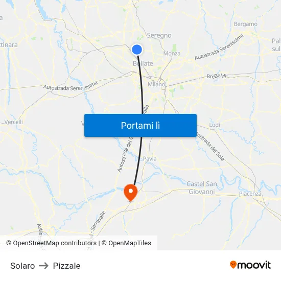 Solaro to Pizzale map