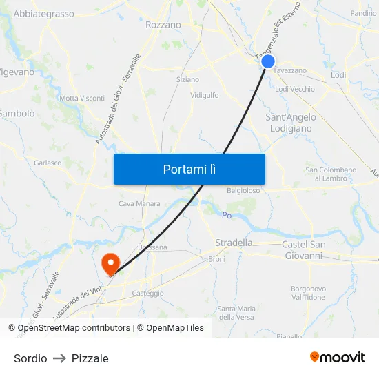 Sordio to Pizzale map