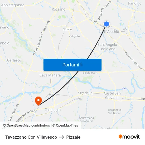 Tavazzano Con Villavesco to Pizzale map