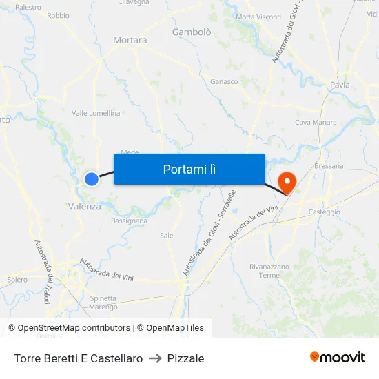 Torre Beretti E Castellaro to Pizzale map