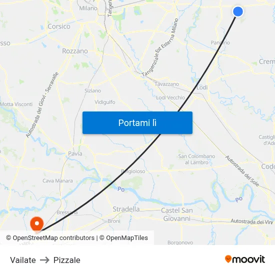Vailate to Pizzale map