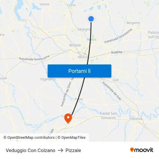 Veduggio Con Colzano to Pizzale map