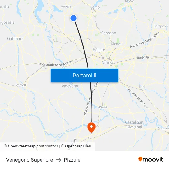 Venegono Superiore to Pizzale map