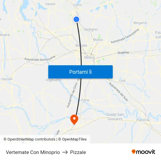 Vertemate Con Minoprio to Pizzale map