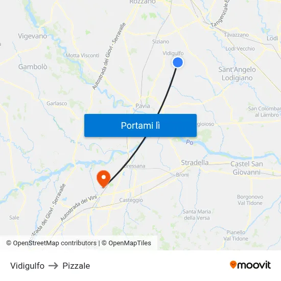Vidigulfo to Pizzale map