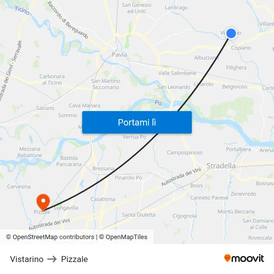 Vistarino to Pizzale map