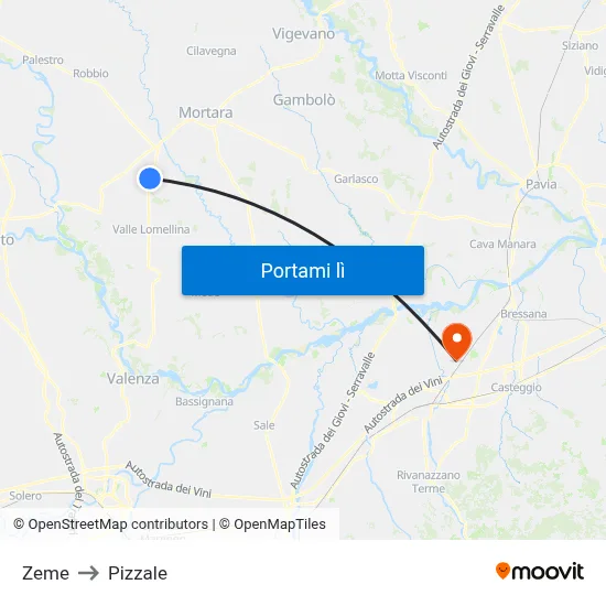 Zeme to Pizzale map
